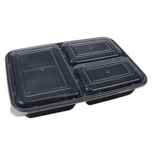 Home Basic 10 Piece 3 Compartment BPA-Free Plastic Meal Prep Containers, Black $3.00 EACH, CASE PACK OF 12
