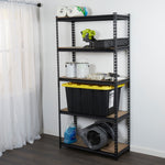 Load image into Gallery viewer, Home Basics Quick Assembly 5 Tier Heavy Duty Shelf,  (35&quot; x 72&quot;), Black $80.00 EACH, CASE PACK OF 1

