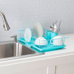 Load image into Gallery viewer, Home Basics 3 Piece Dish Drainer, Turquoise $10.00 EACH, CASE PACK OF 6