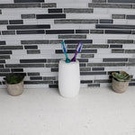 Load image into Gallery viewer, Home Basics Ribbed Plastic Toothbrush Holder, White $3 EACH, CASE PACK OF 12