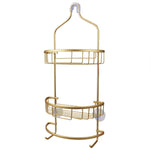 Load image into Gallery viewer, Home Basics 2 Tier Aluminum Suctioned Shower Caddy with Towel Rack and Integrated Hooks, Gold $15 EACH, CASE PACK OF 6
