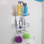 Load image into Gallery viewer, Home Basics Wave 2 Tier Aluminum Suction Shower Caddy with Integrated Hooks and Soap Tray, Grey $15 EACH, CASE PACK OF 6
