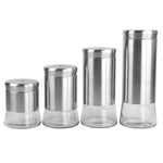 Load image into Gallery viewer, Michael Graves Design Essence 4 Piece Stainless Steel Canister Set with Clear Glass Bottom, Silver $15.00 EACH, CASE PACK OF 4