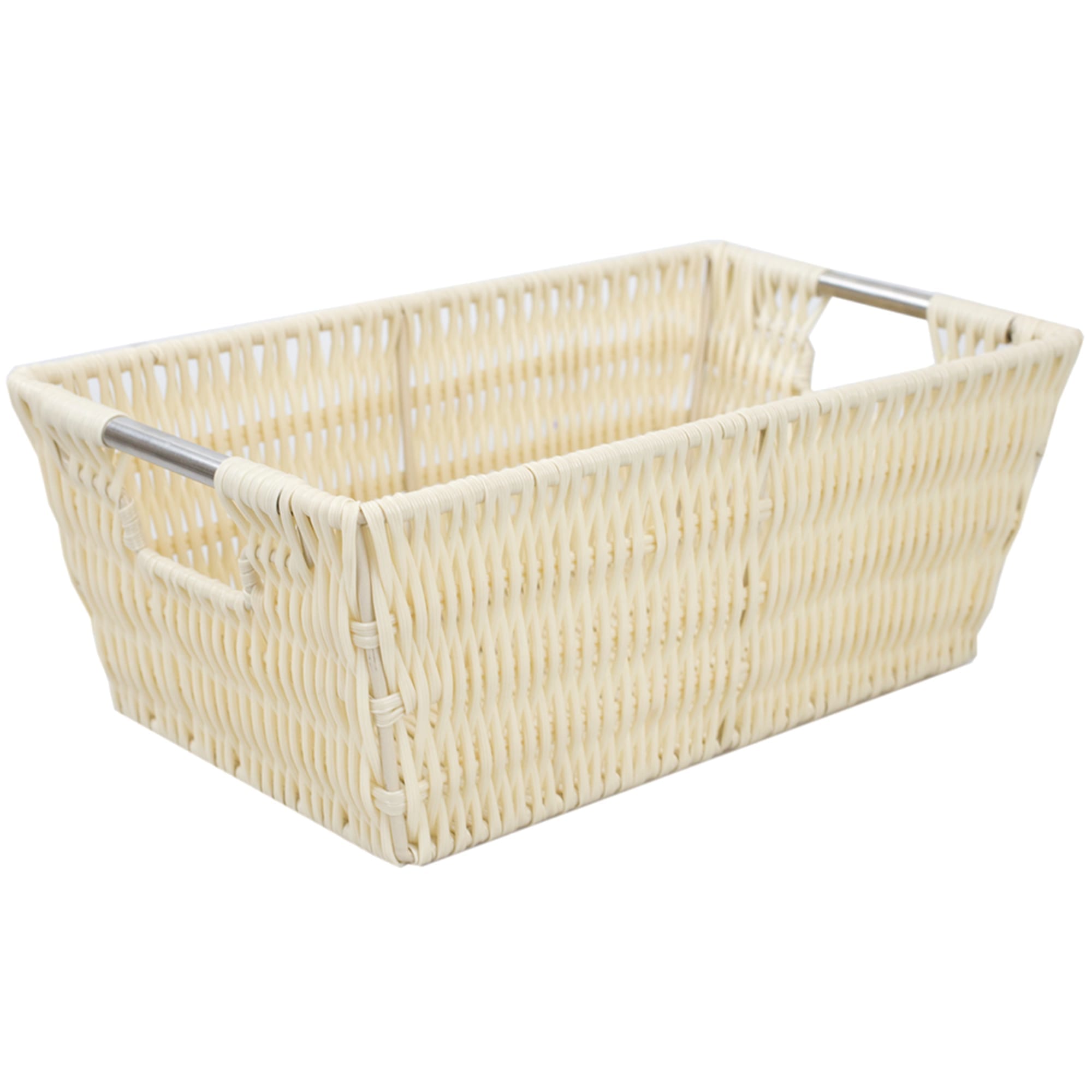 Home Basics Small  Intricate Decorative Weave Plastic Basket, Ivory $5.00 EACH, CASE PACK OF 6