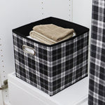 Load image into Gallery viewer, Home Basics Plaid Non-Woven Storage Bin with Grommet Handle, Black $4.00 EACH, CASE PACK OF 12
