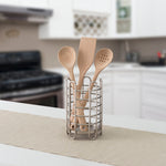 Load image into Gallery viewer, Home Basics Simplicity Collection Free-Standing Utensil and Cutlery Holder with Quick Draining Holes, Satin Nickel $8 EACH, CASE PACK OF 12