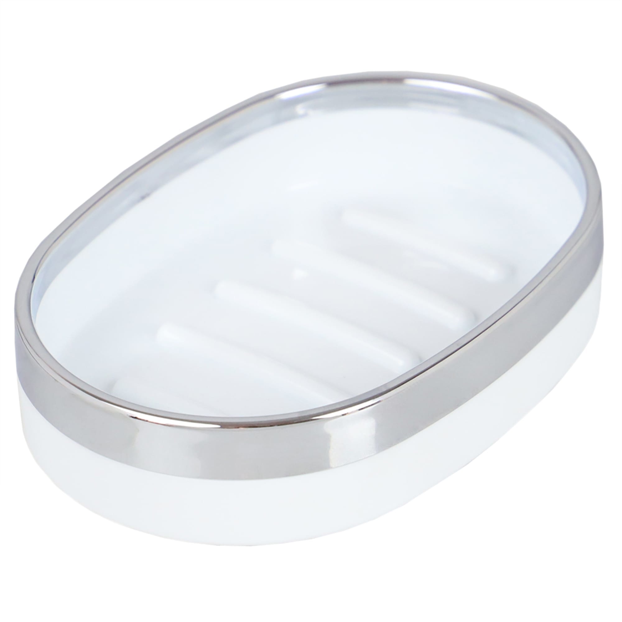 Home Basics Skylar Oval Ridged ABS Plastic Soap Dish, White $3.00 EACH, CASE PACK OF 12