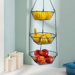 Load image into Gallery viewer, Home Basics 3 Tier Wire Hanging Round Fruit Basket, Black $5 EACH, CASE PACK OF 12