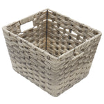 Load image into Gallery viewer, Home Basics Medium Faux Rattan Basket with Cut-out Handles, Grey $10 EACH, CASE PACK OF 6