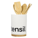 Load image into Gallery viewer, Home Basics Ceramic Utensil Holder with Bamboo Base $6.00 EACH, CASE PACK OF 6
