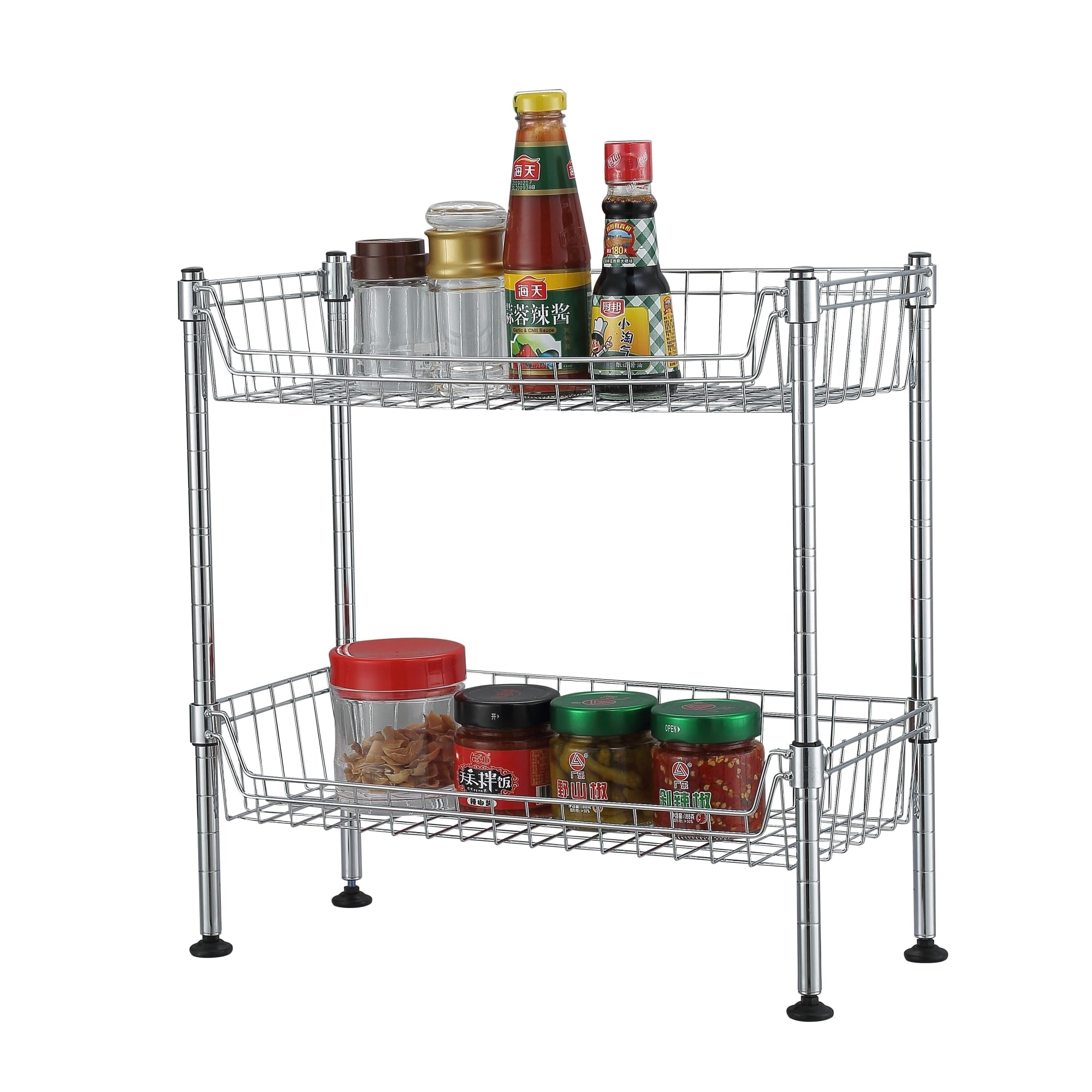 Home Basics 2 Tier Standing Wire Basket, Chrome $20.00 EACH, CASE PACK OF 1
