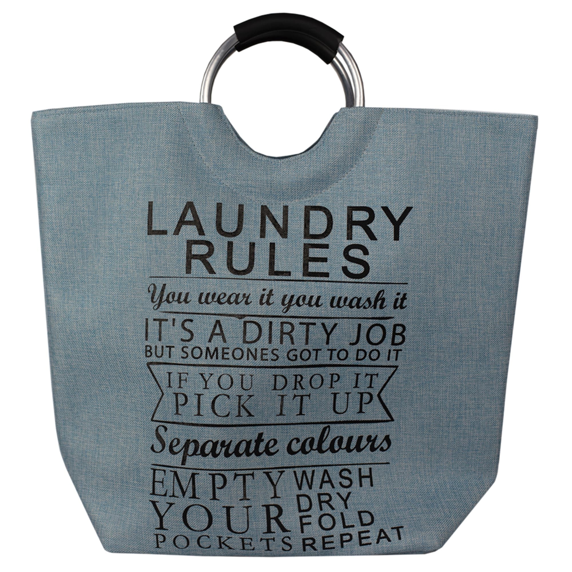 Home Basics Laundry Rules Canvas Hamper Tote with Soft Grip Handles, Blue $12 EACH, CASE PACK OF 6