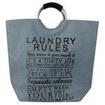 Load image into Gallery viewer, Home Basics Laundry Rules Canvas Hamper Tote with Soft Grip Handles, Blue $12 EACH, CASE PACK OF 6
