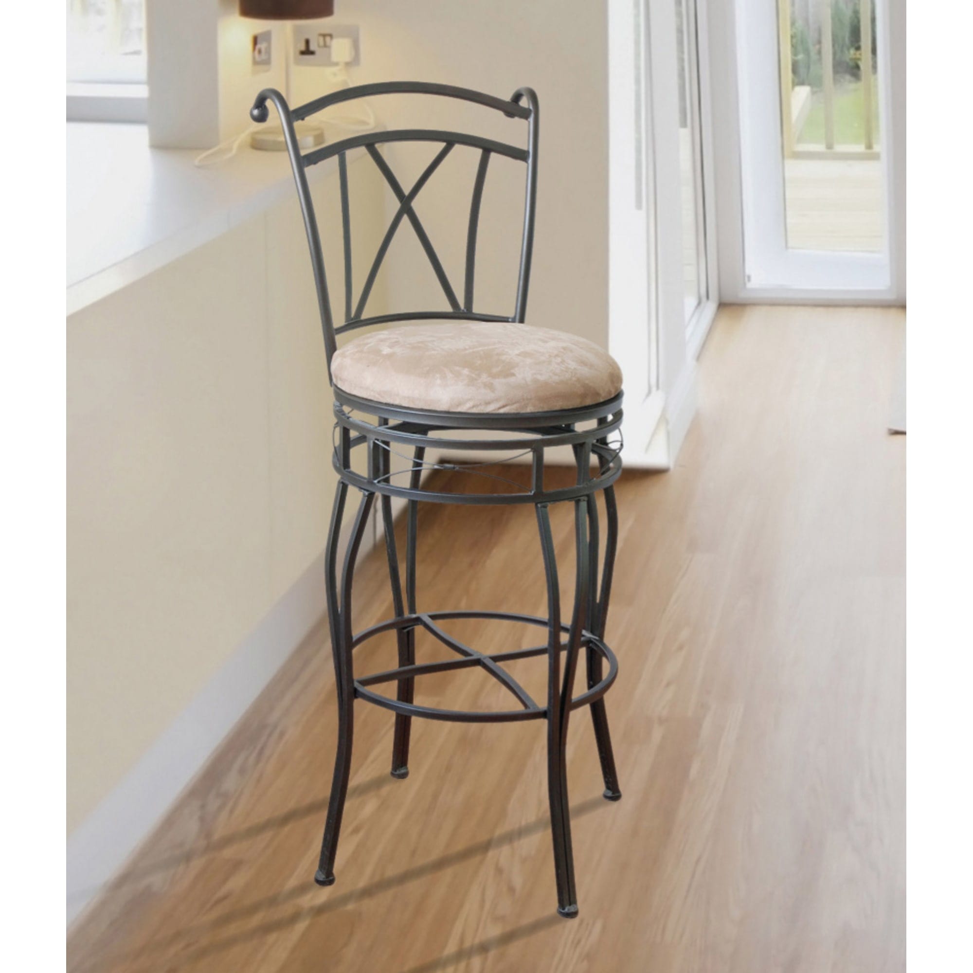 Home Basics X-Back Swivel Top Bar Stool with Cushioned Seat, Bronze $60 EACH, CASE PACK OF 1