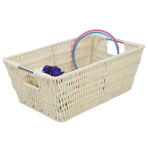 Home Basics Small  Intricate Decorative Weave Plastic Basket, Ivory $5.00 EACH, CASE PACK OF 6