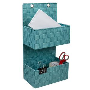Home Basics 2 Tier  Polyester Woven  Hanging Organizer, Turquoise $8 EACH, CASE PACK OF 6