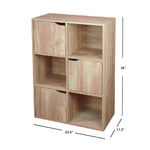 Load image into Gallery viewer, Home Basics 6 Cube MDF Storage Shelf with Doors, Natural $60.00 EACH, CASE PACK OF 1
