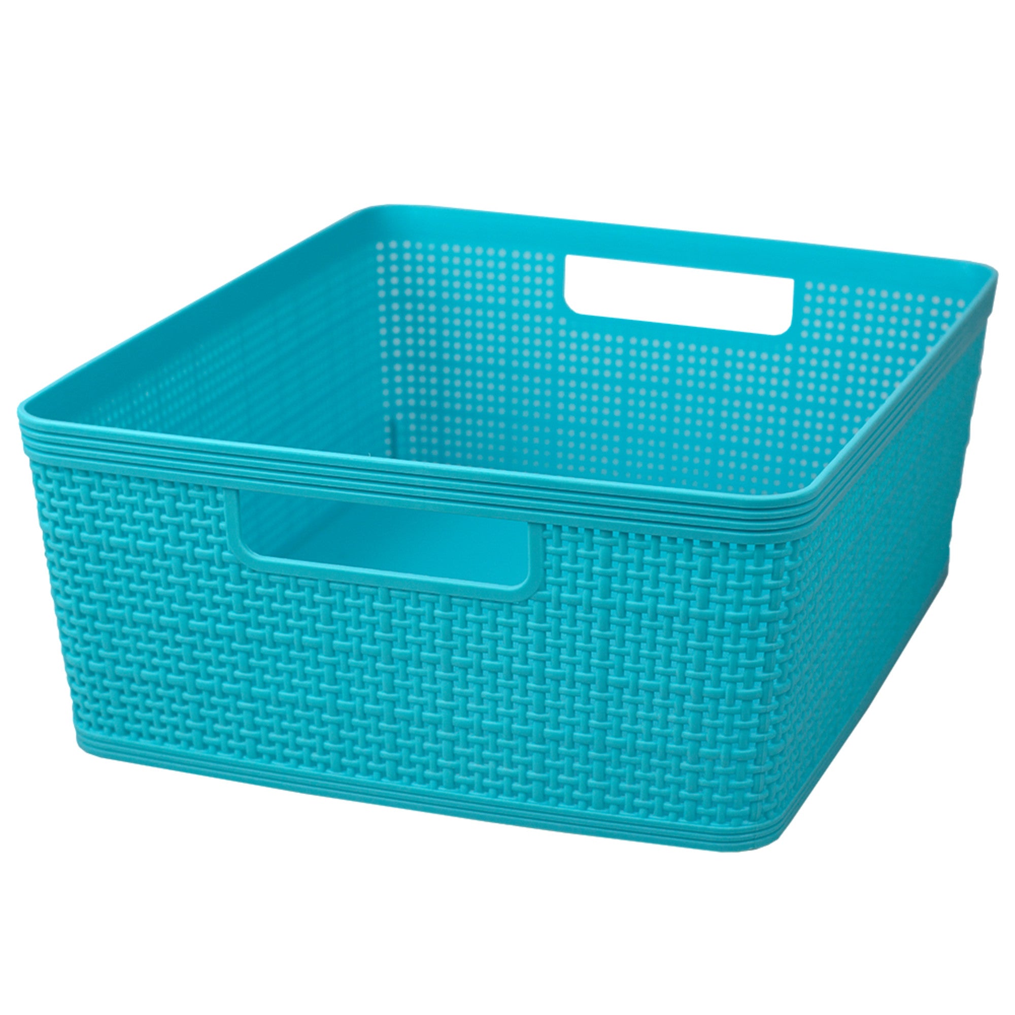Home Basics Trellis Large Plastic Storage Basket with Cut-Out Handles - Assorted Colors