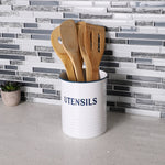 Load image into Gallery viewer, Home Basics Countryside Tin Utensil Holder, White $5.00 EACH, CASE PACK OF 24

