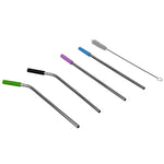Load image into Gallery viewer, Home Basics Soft Silicone Tip Stainless Steel Straw Set, Multi-color, (Pack of 5) $2 EACH, CASE PACK OF 24