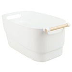 Load image into Gallery viewer, Home Basics Large Plastic Basket with Wooden Handle, White $10.00 EACH, CASE PACK OF 12