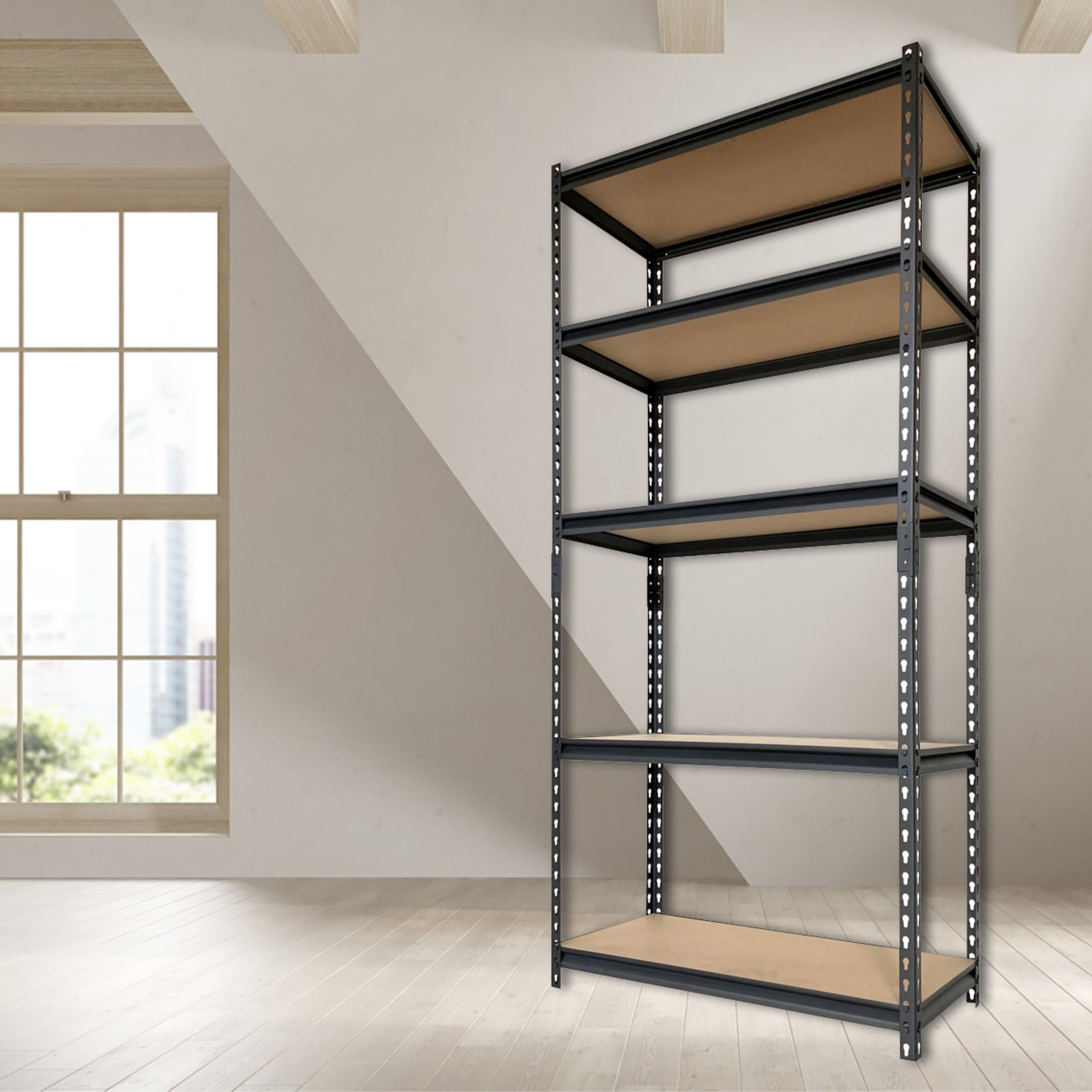 Home Basics Quick Assembly 5 Tier Heavy Duty Shelf,  (35" x 72"), Black $80.00 EACH, CASE PACK OF 1