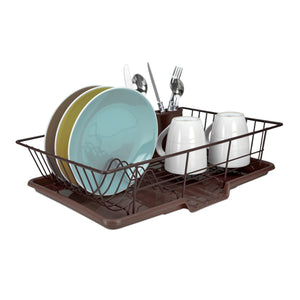 Home Basics 3 Piece Vinyl Dish Drainer with Self-Draining Drip Tray, Brown $10.00 EACH, CASE PACK OF 6
