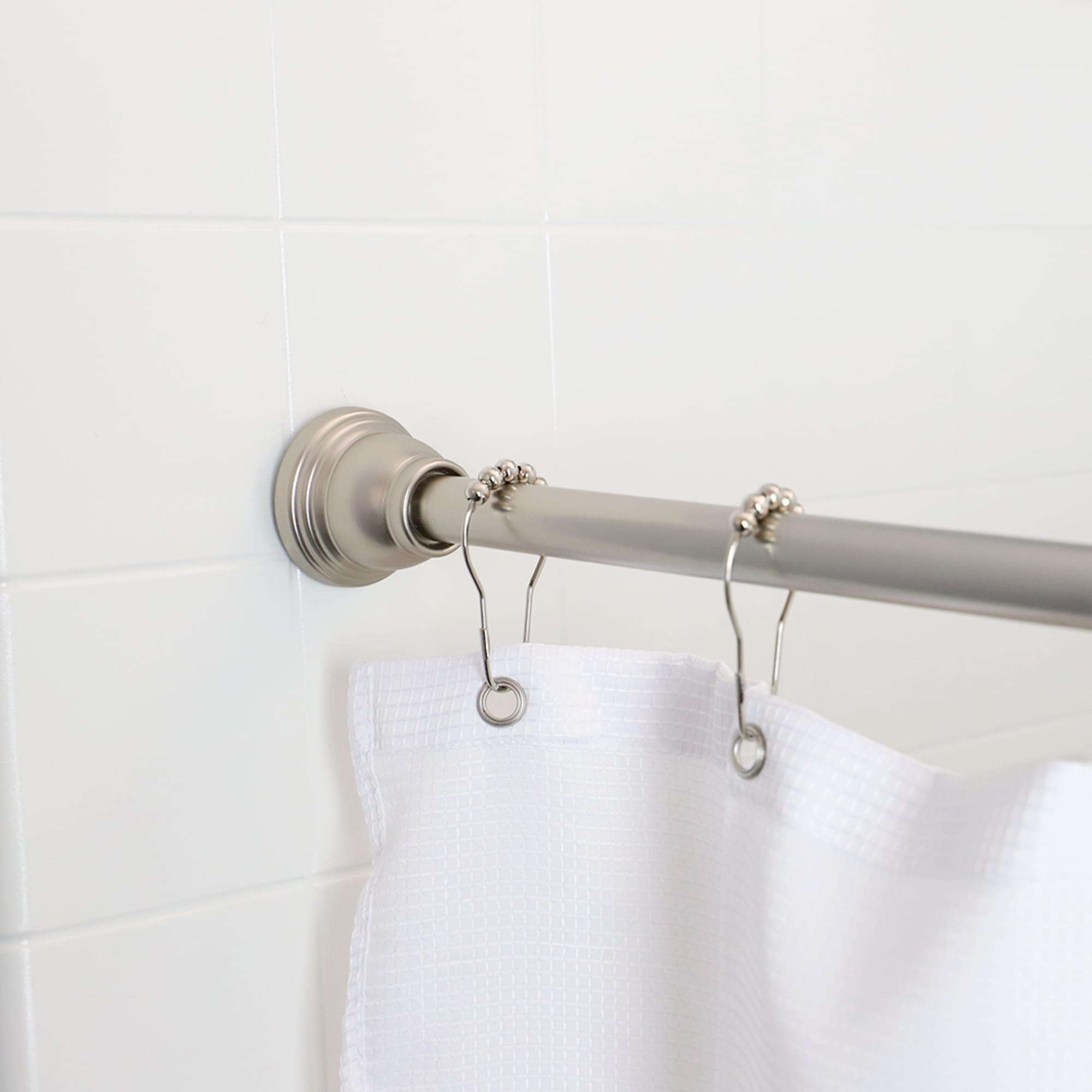 Home Basics Empire 47-72” Adjustable Tension Mounted Straight Steel Shower Curtain Rod, Satin Nickel $12.00 EACH, CASE PACK OF 12