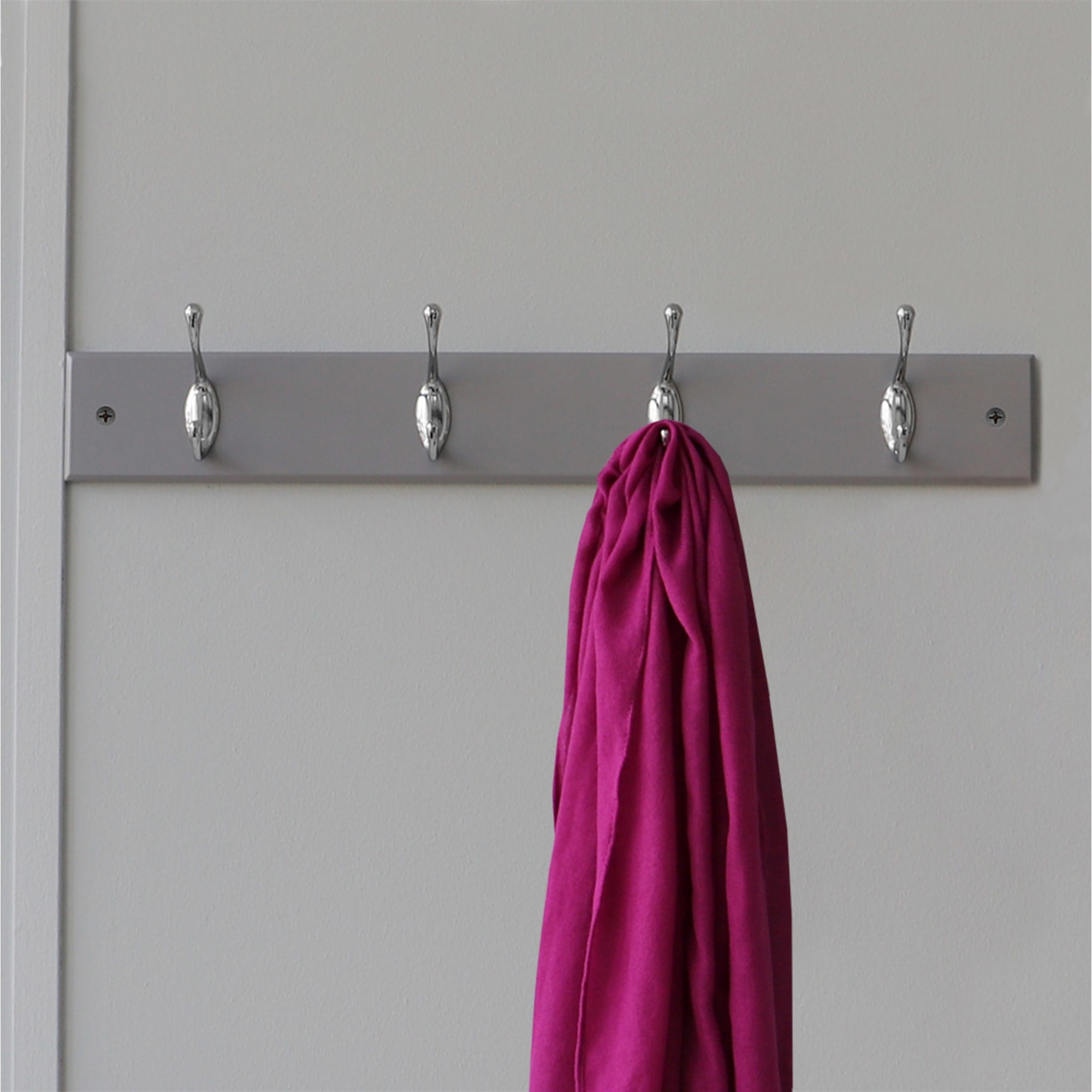 Home Basics 4 Double Hook Wall Mounted Hanging Rack, Grey $10.00 EACH, CASE PACK OF 12