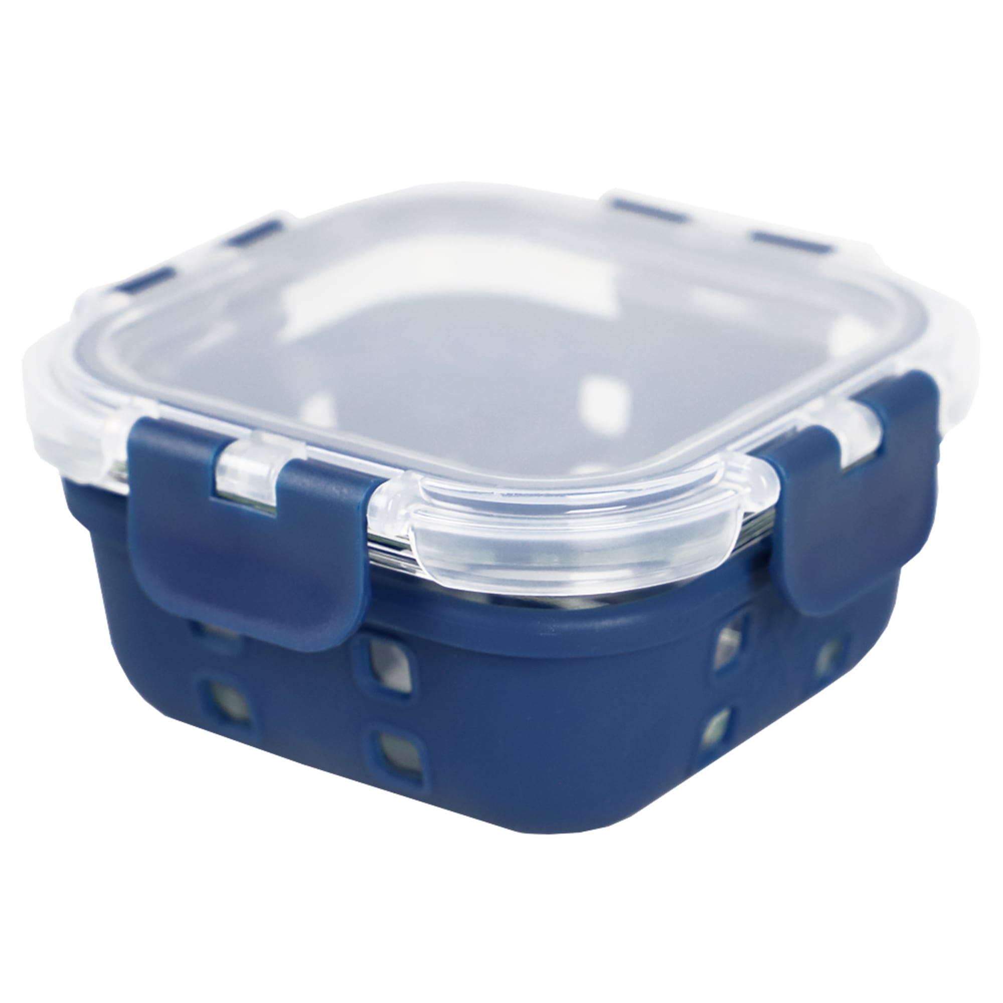 Michael Graves Design Square 13 Ounce High Borosilicate Glass Food Storage Container with Plastic Lid, Indigo $5.00 EACH, CASE PACK OF 12