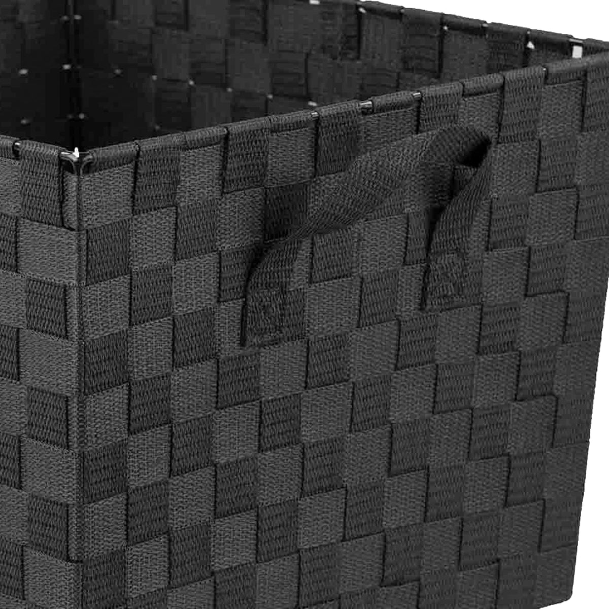 Home Basics XLarge Polyester Woven Strap Open Bin, Black STORAGE