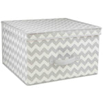 Load image into Gallery viewer, Home Basics Chevron Non-Woven Collapsible Multi-Purpose Jumbo Storage Box with Clear Window, Grey $6.00 EACH, CASE PACK OF 12