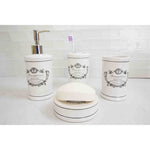Load image into Gallery viewer, Home Basics Beautiful Rose 4 Piece Dolomite Bath Accessory Set, White $8 EACH, CASE PACK OF 12