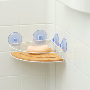 Home Basics Bamboo Shower Corner Caddy with 4 Suction Cups, Natural $4.00 EACH, CASE PACK OF 12