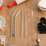 Load image into Gallery viewer, Home Basics 5 Piece Reusable Stainless Steel Drinking Straw Set, Silver $2 EACH, CASE PACK OF 24