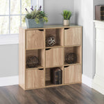 Load image into Gallery viewer, Home Basics 9 Cube MDF Storage Shelf with Doors, Natural $75 EACH, CASE PACK OF 1
