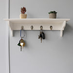 Load image into Gallery viewer, Home Basics Wood Floating Shelf with Key Hooks, White $10 EACH, CASE PACK OF 6
