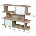 Load image into Gallery viewer, Home Basics 3 Tier Wood Display Book Shelf Organizer Unit with 2 Cabinet Doors, Oak $60 EACH, CASE PACK OF 1