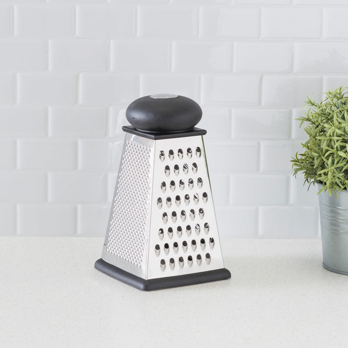 Home Basics 4 Sided Stainless Steel Cheese Grater with Storage