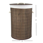 Load image into Gallery viewer, Home Basics Round Foldable Bamboo Hamper, Brown $15.00 EACH, CASE PACK OF 6