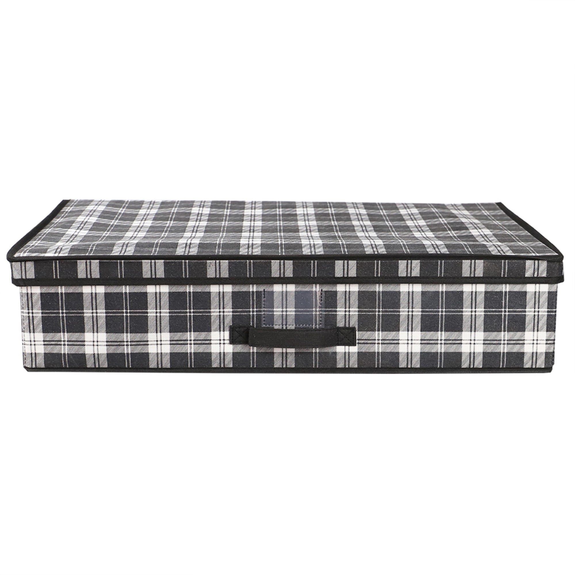 Home Basics Plaid Non-Woven Under the Bed Storage Box with Label Window, Black $8.00 EACH, CASE PACK OF 12