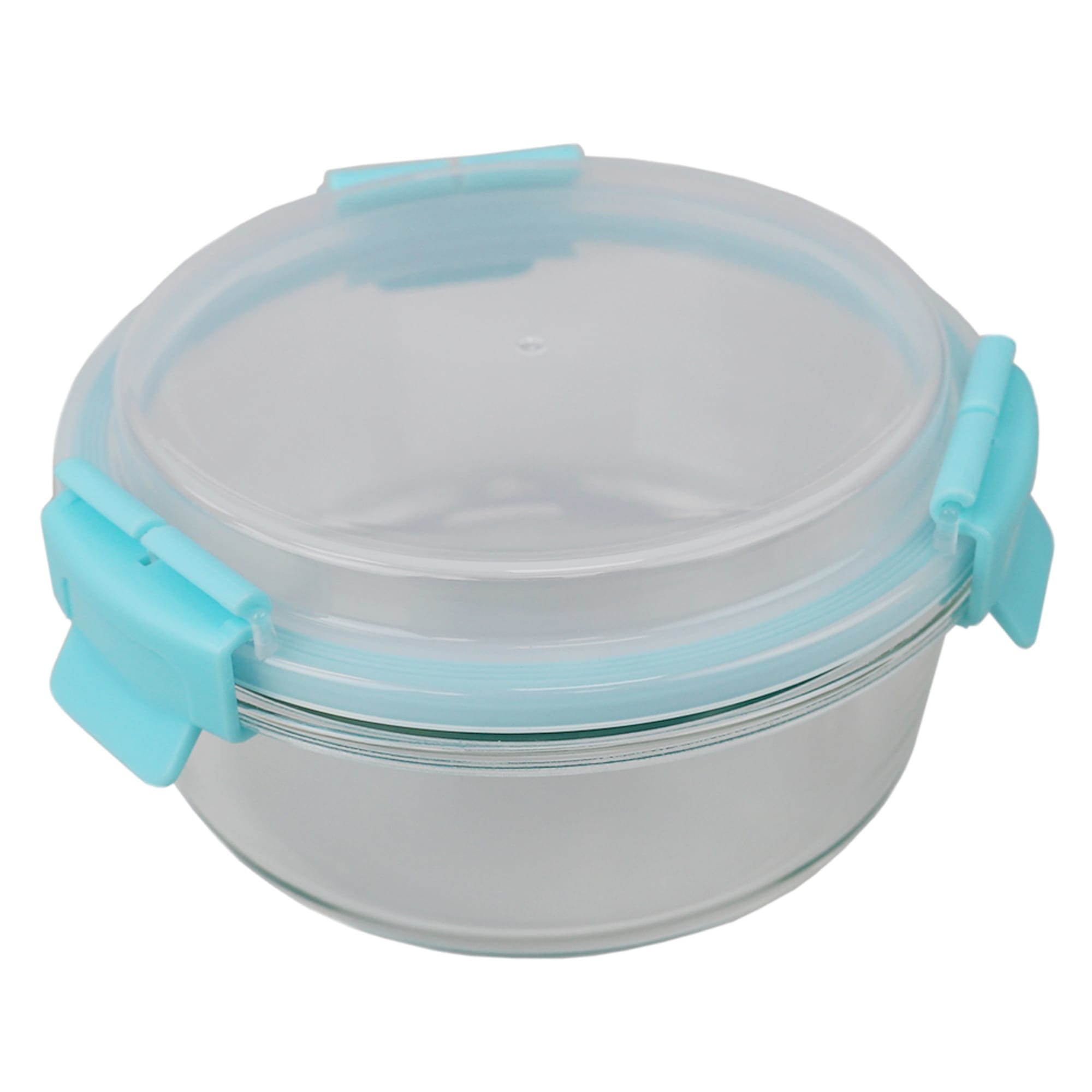 Home Basics  Leak Proof 32 oz. Round Borosilicate Glass Food Storage Container with Air-tight Plastic Lid, Turquoise $5.00 EACH, CASE PACK OF 12