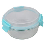Load image into Gallery viewer, Home Basics  Leak Proof 32 oz. Round Borosilicate Glass Food Storage Container with Air-tight Plastic Lid, Turquoise $5.00 EACH, CASE PACK OF 12
