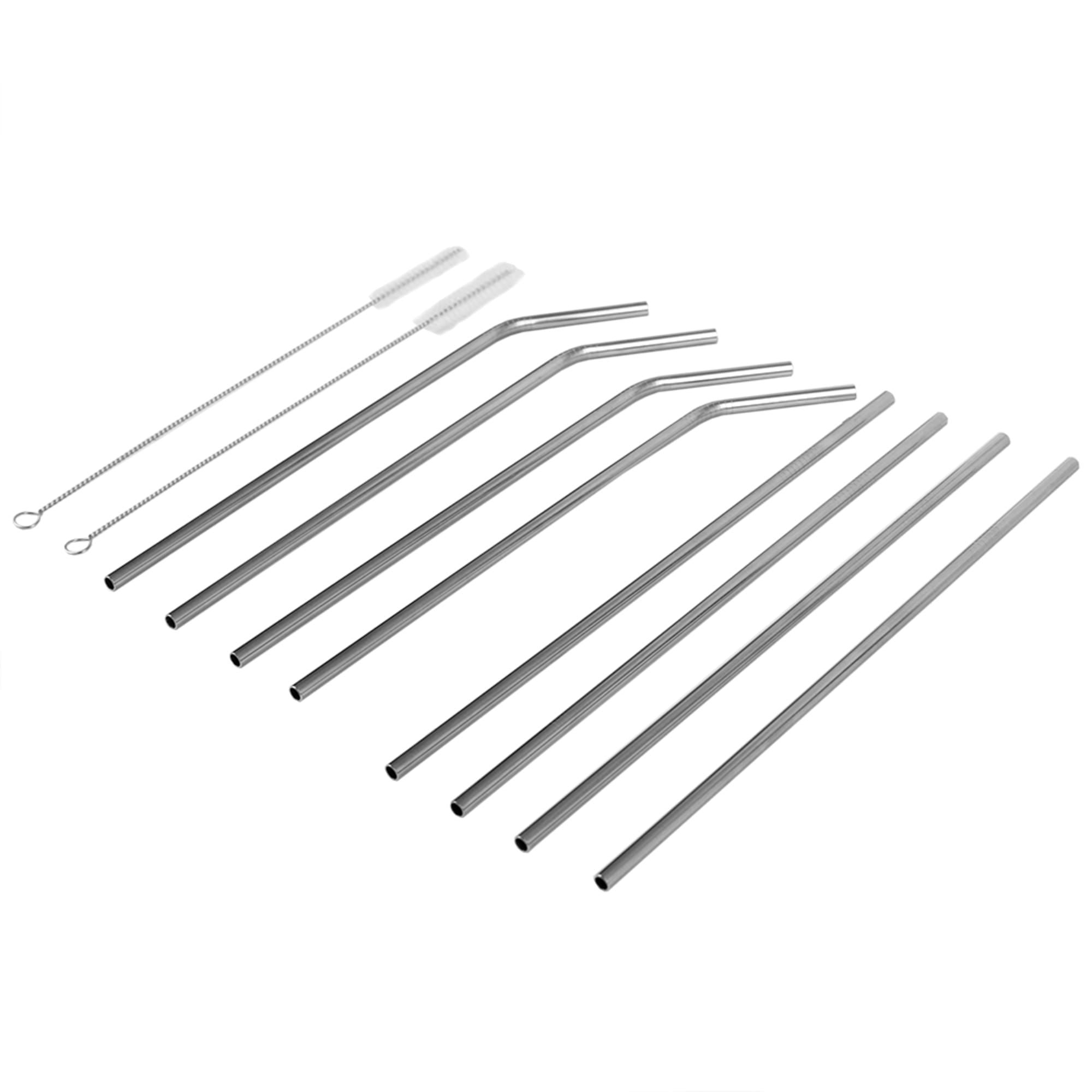 Home Basics 10 Piece Reusable Stainless Steel Drinking Straw Set, Silver $4.00 EACH, CASE PACK OF 24