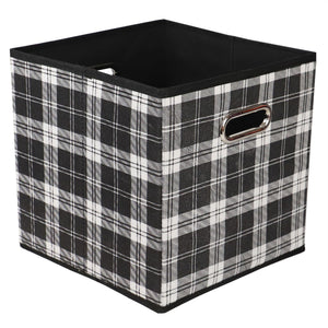 Home Basics Plaid Non-Woven Storage Bin with Grommet Handle, Black $4.00 EACH, CASE PACK OF 12