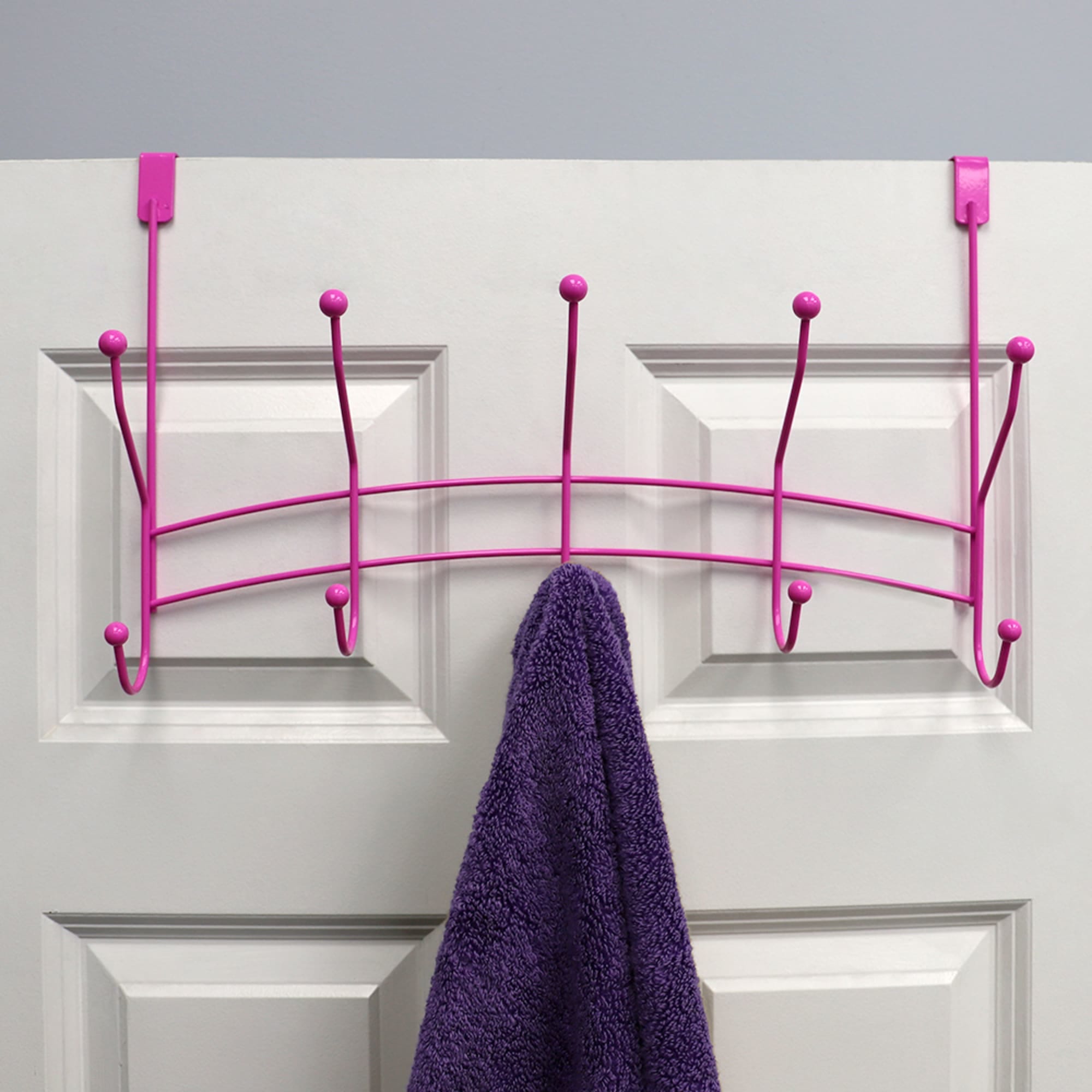 Home Basics Shelby 5 Double Tiered Hook Over the Door Hanging Rack, Pink $6.00 EACH, CASE PACK OF 12