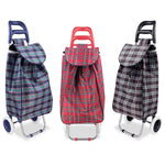 Load image into Gallery viewer, Home Basics Plaid Rolling Shopping Cart - Assorted Colors
