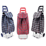 Load image into Gallery viewer, Home Basics Plaid Rolling Shopping Cart - Assorted Colors