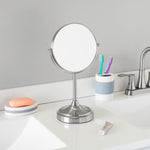 Load image into Gallery viewer, Home Basics Elizabeth Collection Cosmetic Mirror, Satin Nickel $15 EACH, CASE PACK OF 6