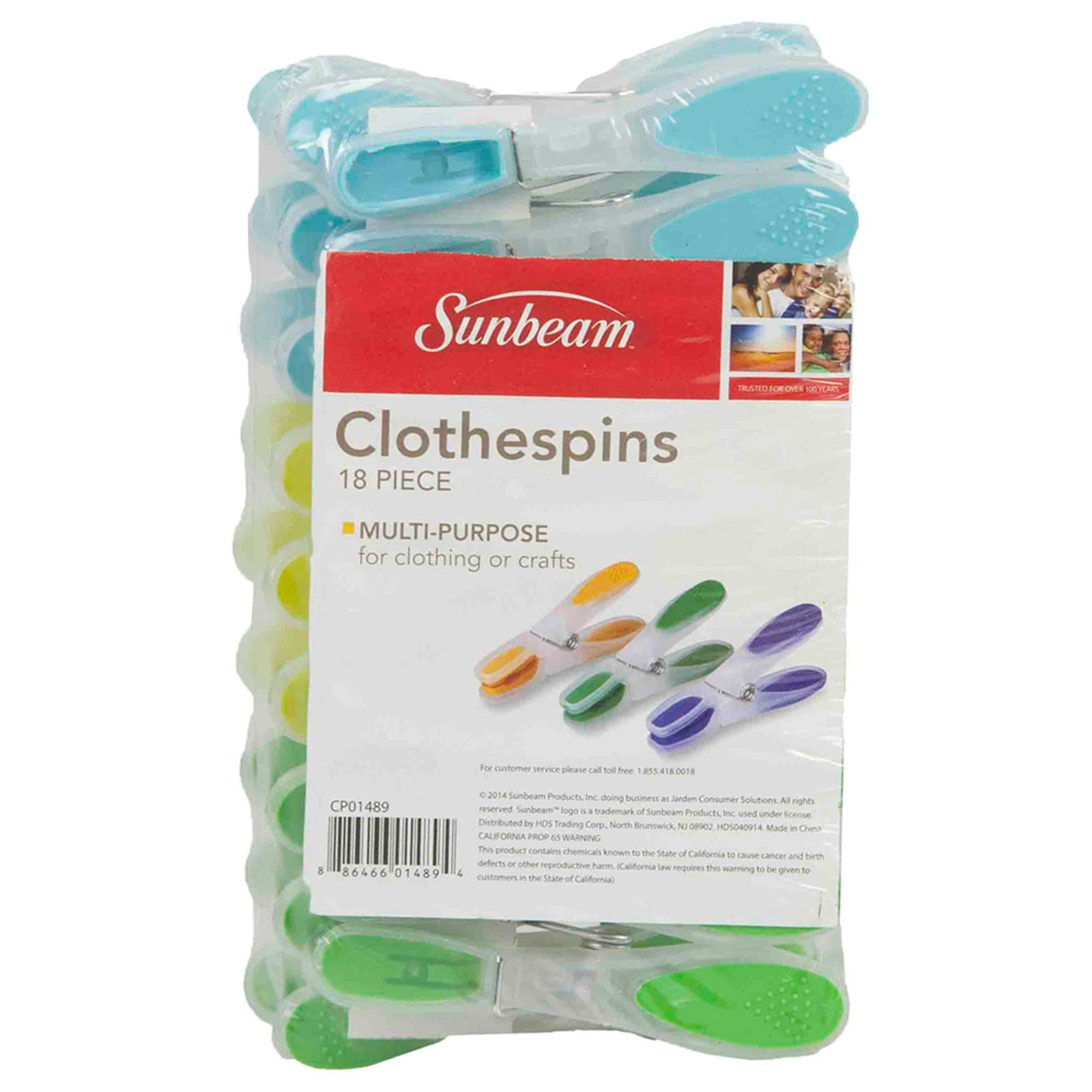 Home Basics Non-Slip Gentle Grip Ultra Strong Colorful Plastic Clothespins, (Pack of 18), Multi-Color $2 EACH, CASE PACK OF 36